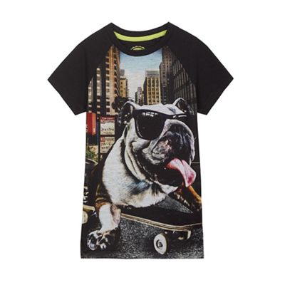 Boys' black dog print t-shirt